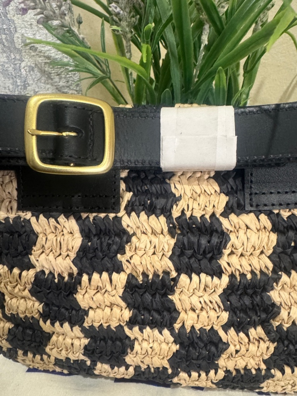 Clare V Checkerboard Woven Raffia Belt Bag - Picture 11 of 13